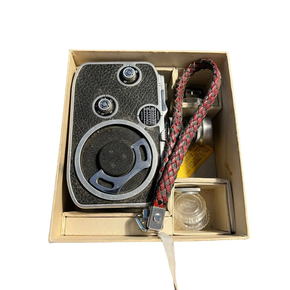 Paillard-Bolex B8 8mm Movie Camera Original Box Some Accessories 1 Cine Kern